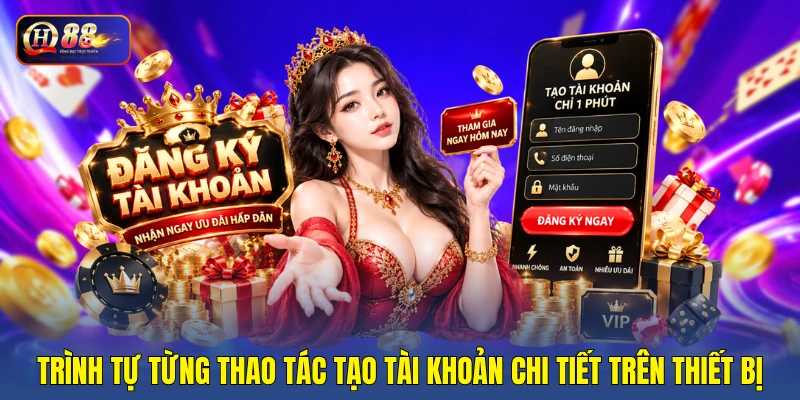 Trình tự từng thao tác tạo tài khoản chi tiết trên thiết bị